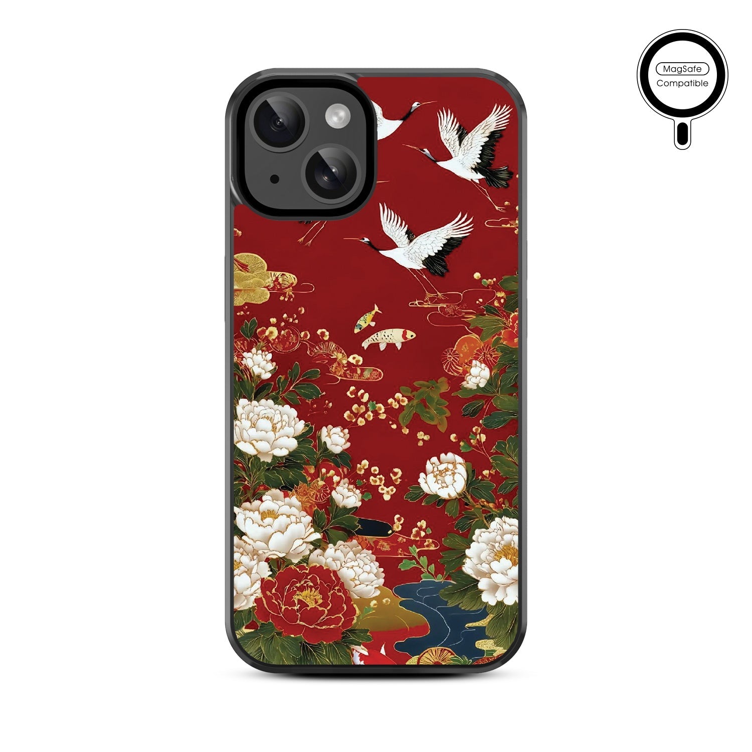MyBat Design Lab Series MagSafe Case for Apple iPhone 17e / 16e / 14 / 13 - Crane and Koi Fish