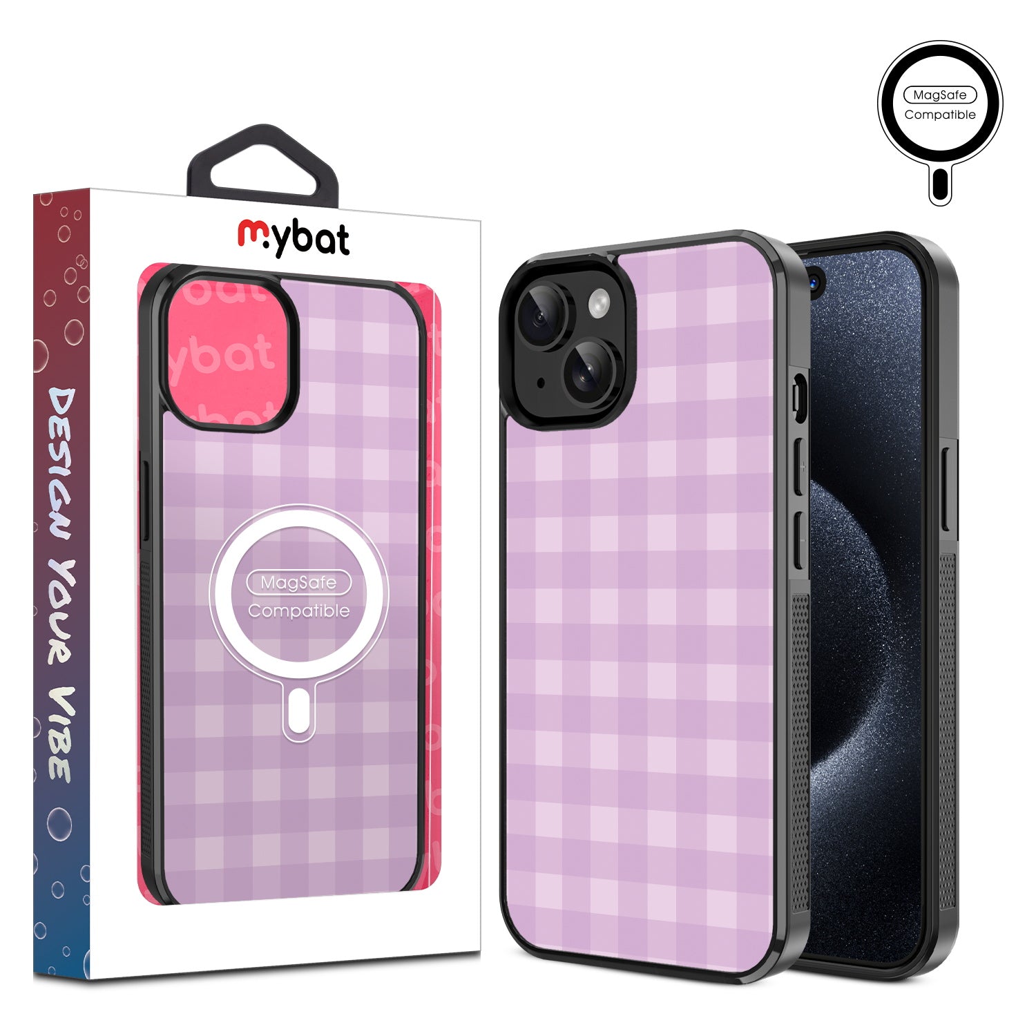 MyBat Design Lab Series MagSafe Case for Apple iPhone 17e / 16e / 14 / 13 - Purple Plaid