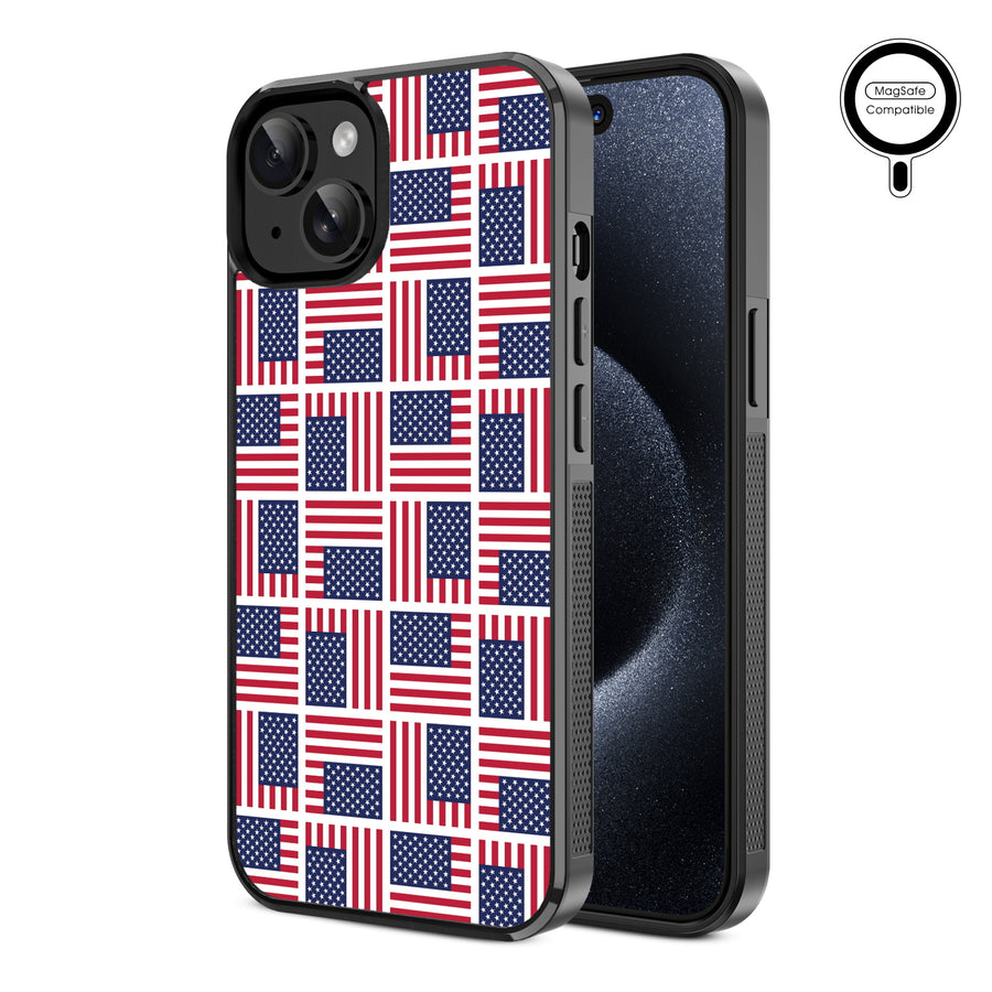 MyBat Design Lab Series MagSafe Case for Apple iPhone 17e / 16e / 14 / 13 – Flag Patchwork - MIP13CSLESMSM519-1.JPG