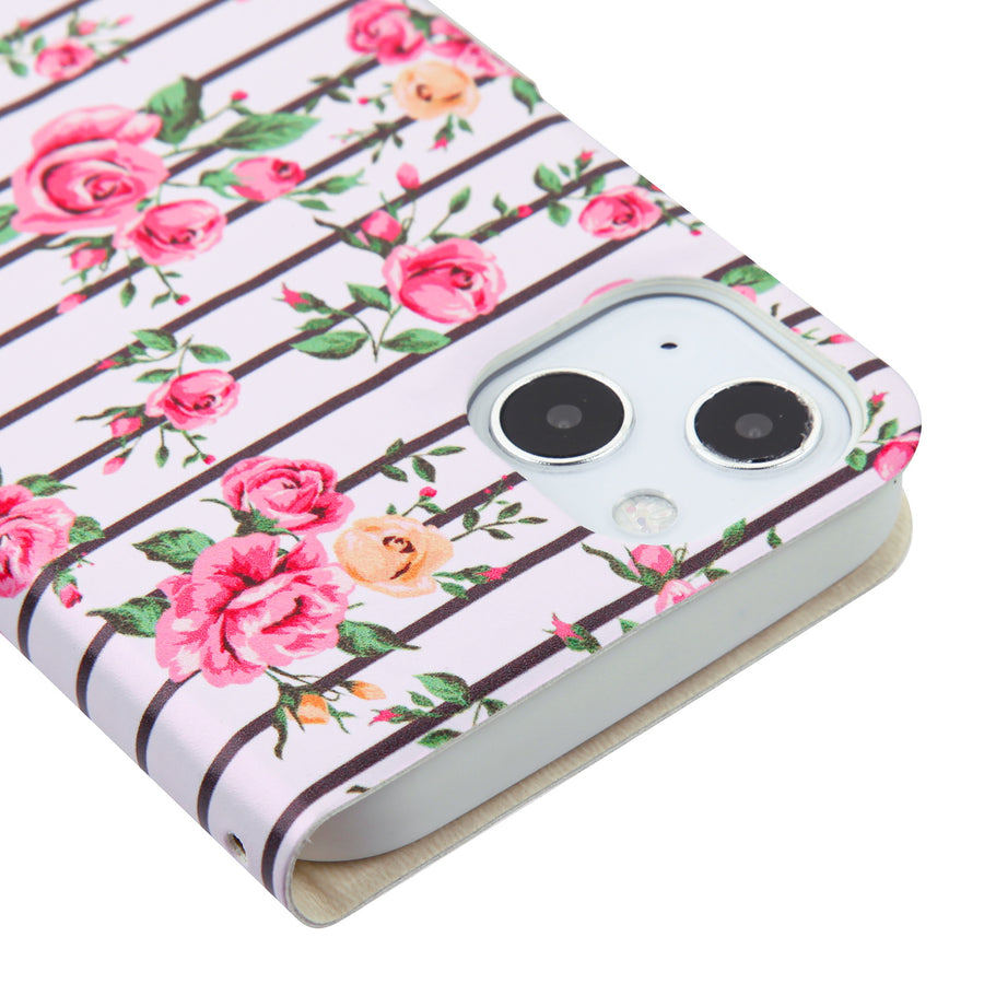 MyBat MyJacket Wallet Diamond Series for Apple iPhone 13 mini - Pink Fresh Roses - MIP13MPCMJD105-5.jpg