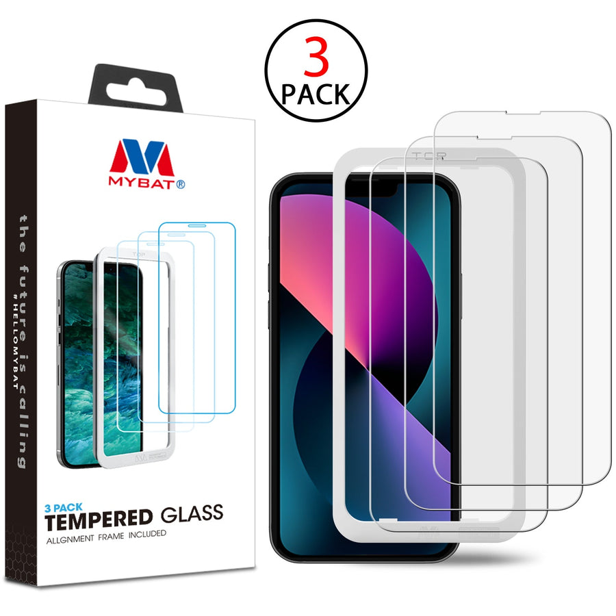 MyBat (3 Pack)Tempered Glass Screen Protector with Installation Frame for Apple iPhone 13 mini - Clear