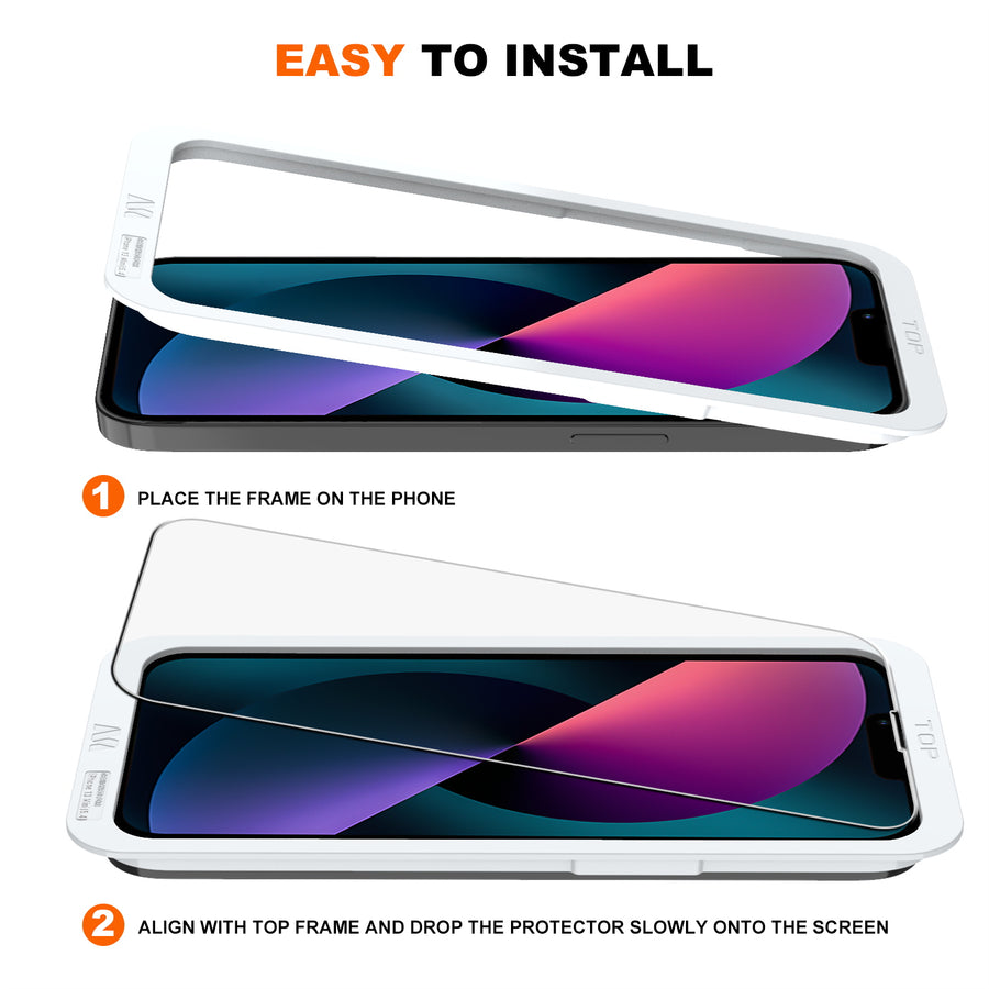 MyBat (3 Pack)Tempered Glass Screen Protector with Installation Frame for Apple iPhone 13 mini - Clear - MIP13MSC81TH-8.jpg