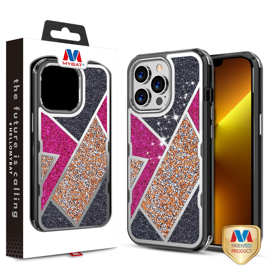MyBat TUFF Kleer Hybrid Case for Apple iPhone 13 Pro - Electroplated Black / Transparent Clear Mini Crystals & Glitter