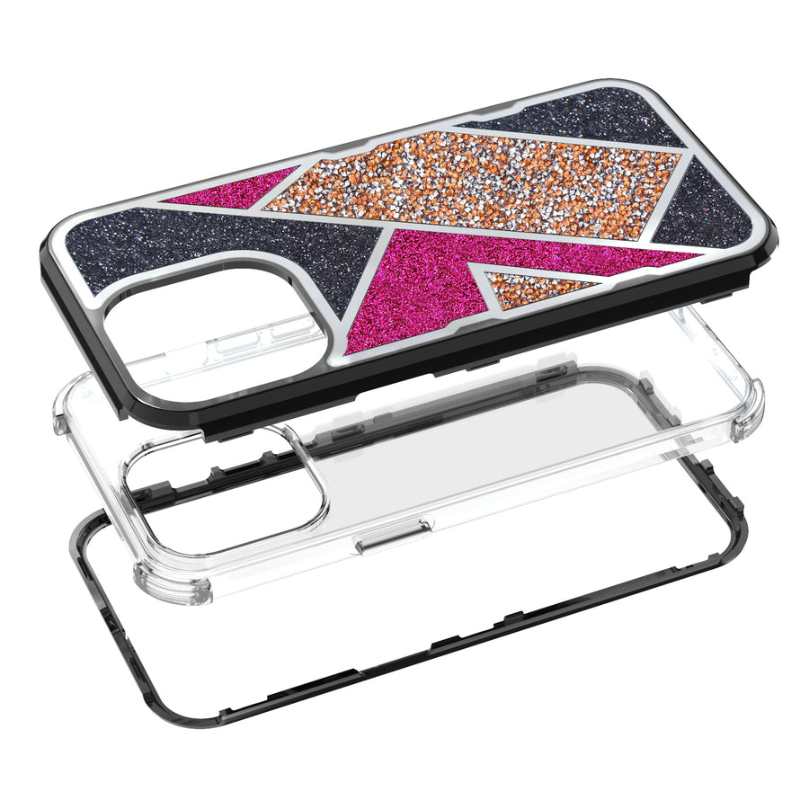 MyBat TUFF Kleer Hybrid Case for Apple iPhone 13 Pro - Electroplated Black / Transparent Clear Mini Crystals & Glitter - MIP13PCSE4TD221-7.jpg