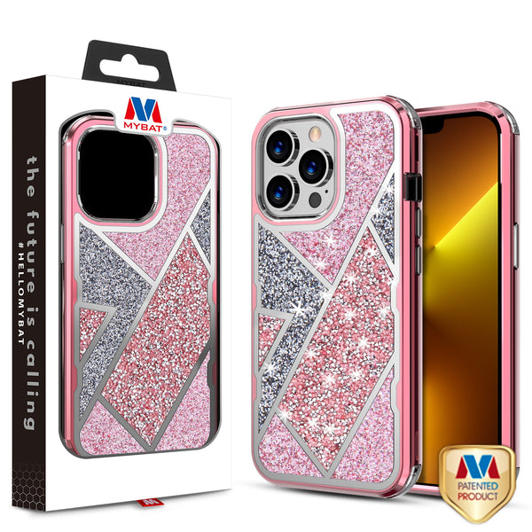 MyBat TUFF Kleer Hybrid Case for Apple iPhone 13 Pro - Electroplated Rose Gold / Transparent Clear Mini Crystals & Glitter - MIP13PCSE4TD223-1.jpg
