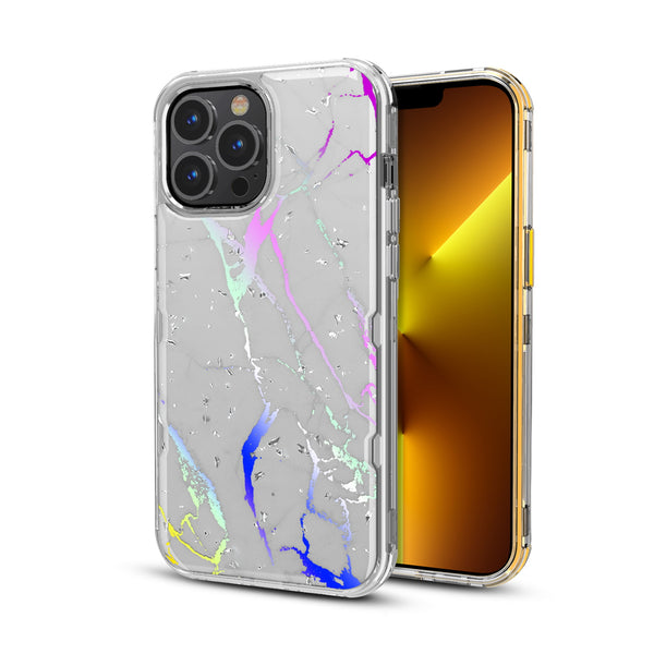 MyBat TUFF Kleer Hybrid Case for Apple iPhone 13 Pro - White Marbling / Electroplating Silver - MIP13PCSE4TM201-2.jpg