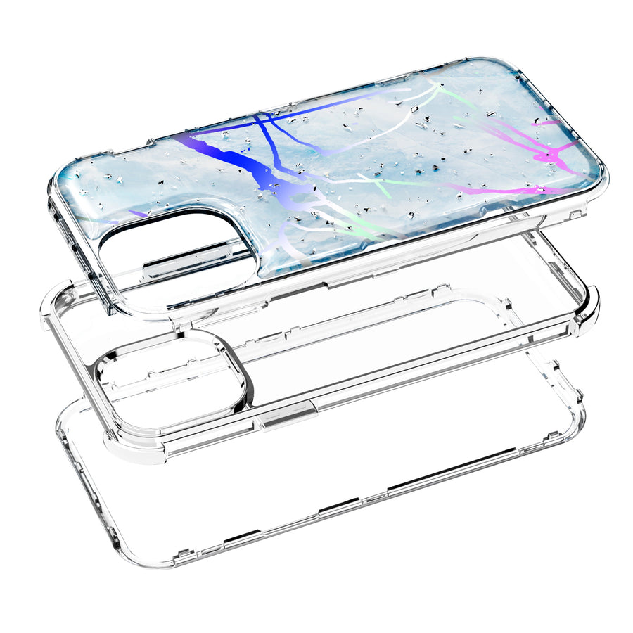 MyBat TUFF Kleer Hybrid Case for Apple iPhone 13 Pro - Blue Marbling / Electroplating Silver - MIP13PCSE4TM203-6.jpg