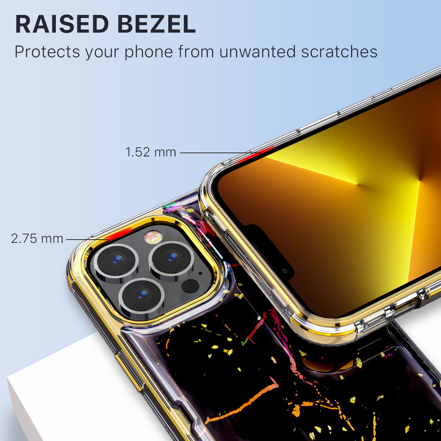 MyBat TUFF Kleer Hybrid Case for Apple iPhone 13 Pro - Black Marbling / Electroplating Gold - MIP13PCSE4TM204-7.jpg