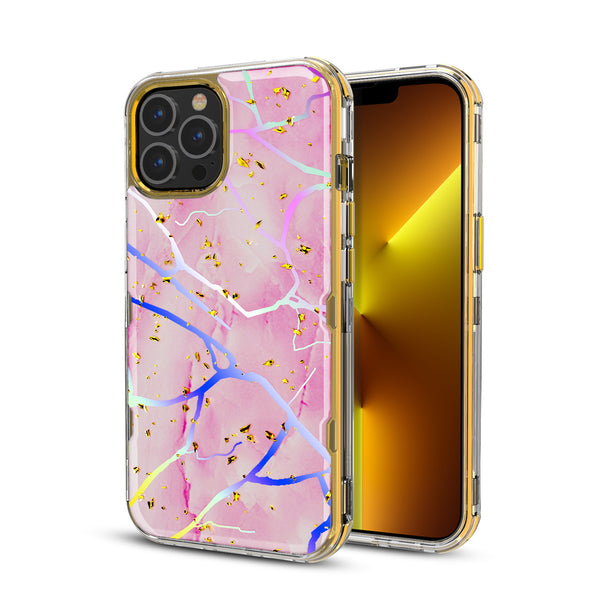 MyBat TUFF Kleer Hybrid Case for Apple iPhone 13 Pro - Pink Marbling / Electroplating Gold - MIP13PCSE4TM205-2.jpg