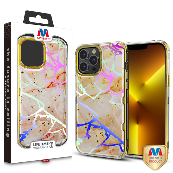 MyBat TUFF Kleer Hybrid Case for Apple iPhone 13 Pro - Pale Yellow Marbling / Electroplating Gold - MIP13PCSE4TM206-1.jpg