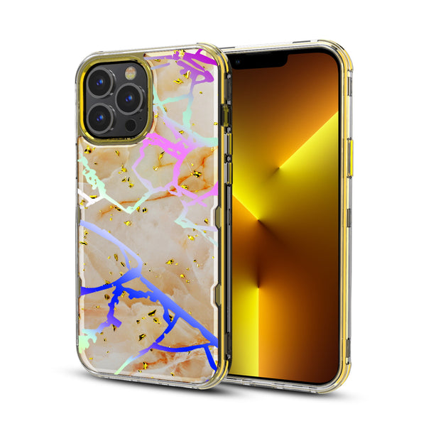MyBat TUFF Kleer Hybrid Case for Apple iPhone 13 Pro - Pale Yellow Marbling / Electroplating Gold - MIP13PCSE4TM206-2.jpg