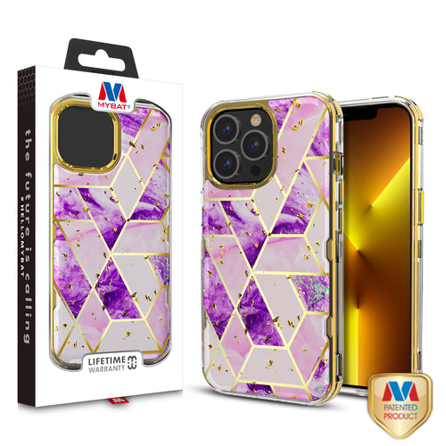 MyBat TUFF Kleer Hybrid Case for Apple iPhone 13 Pro - Electroplated Purple Marble / Electroplating Gold - MIP13PCSE4TM252-1.jpg