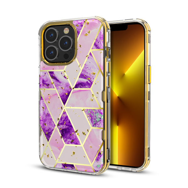MyBat TUFF Kleer Hybrid Case for Apple iPhone 13 Pro - Electroplated Purple Marble / Electroplating Gold - MIP13PCSE4TM252-2.jpg