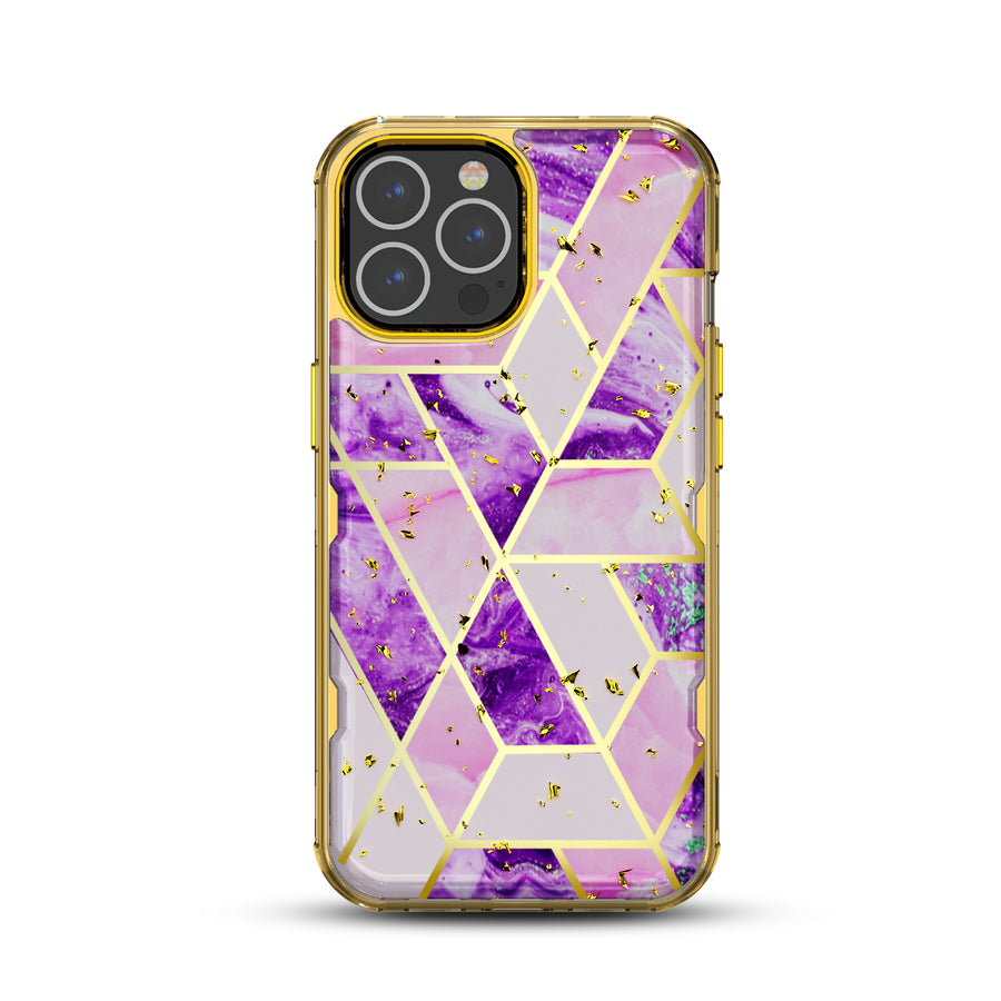 MyBat TUFF Kleer Hybrid Case for Apple iPhone 13 Pro - Electroplated Purple Marble / Electroplating Gold - MIP13PCSE4TM252-3.jpg
