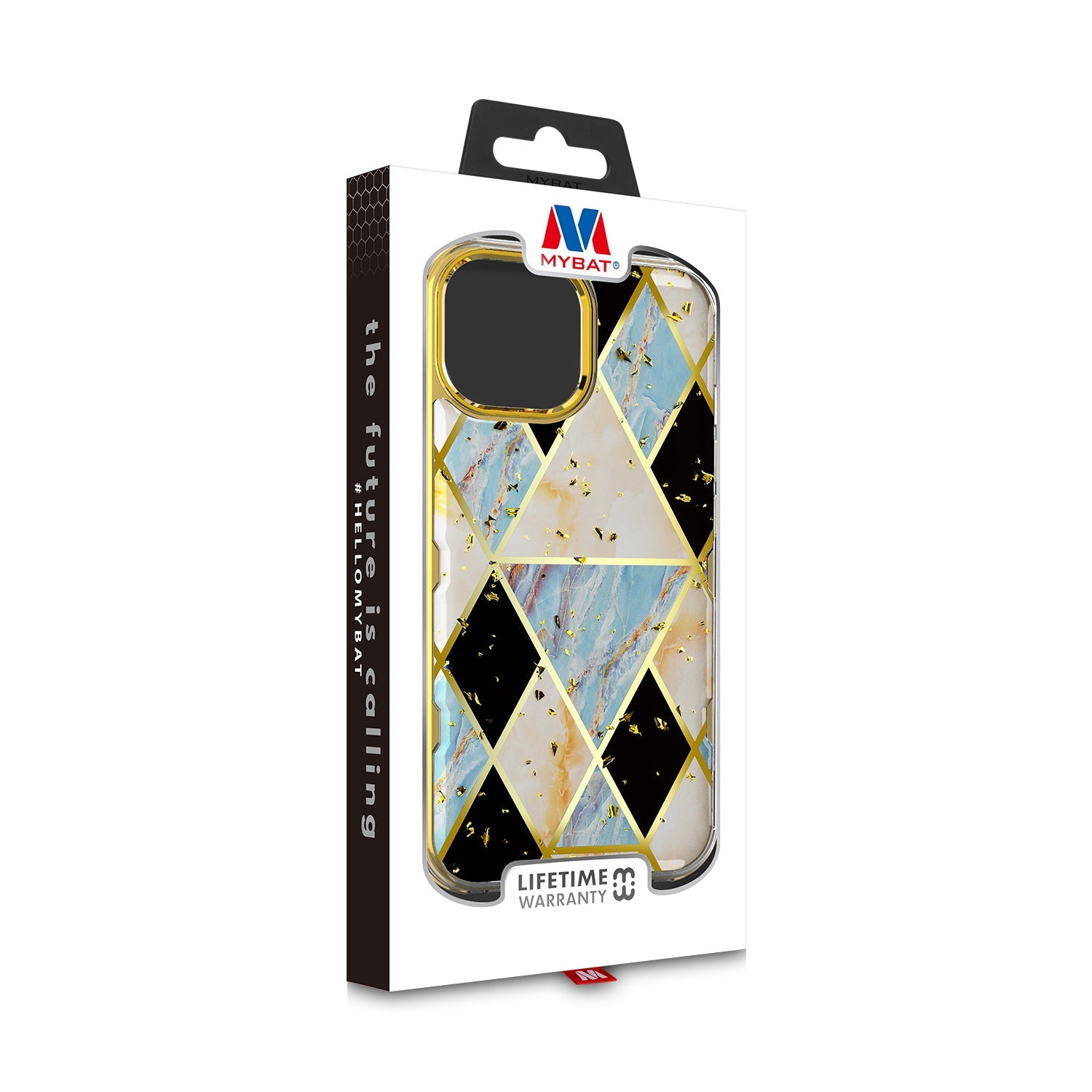 MyBat TUFF Kleer Hybrid Case for Apple iPhone 13 Pro - Electroplated Blue Marble / Electroplating Gold