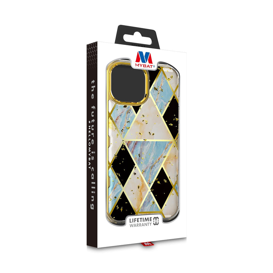 MyBat TUFF Kleer Hybrid Case for Apple iPhone 13 Pro - Electroplated Blue Marble / Electroplating Gold