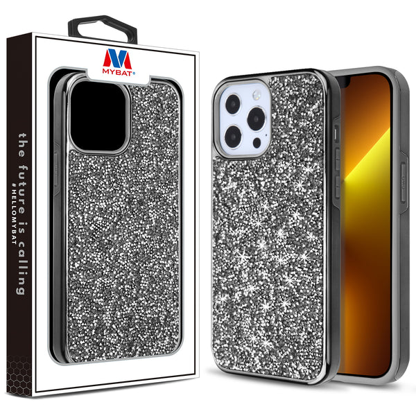 MyBat Encrusted Rhinestones Hybrid Case for Apple iPhone 13 Pro - Electroplated Gun Metal / Iron Gray - MIP13PCSFSSD101-1.jpg