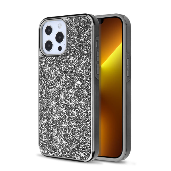 MyBat Encrusted Rhinestones Hybrid Case for Apple iPhone 13 Pro - Electroplated Gun Metal / Iron Gray - MIP13PCSFSSD101-2.jpg