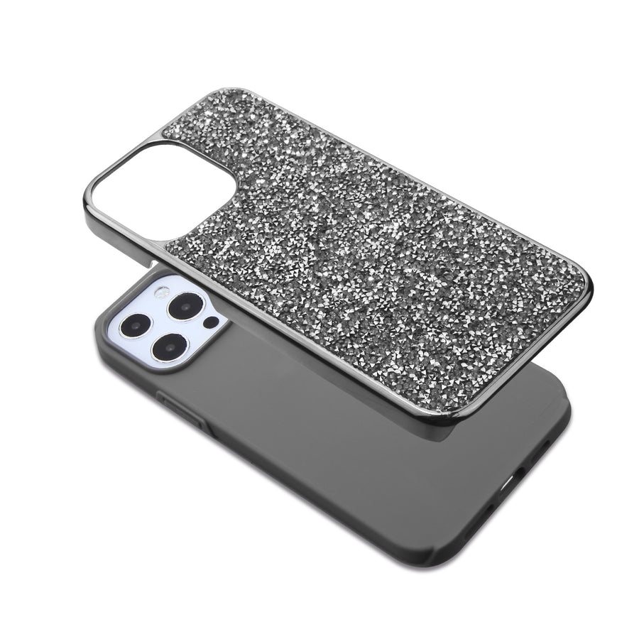 MyBat Encrusted Rhinestones Hybrid Case for Apple iPhone 13 Pro - Electroplated Gun Metal / Iron Gray - MIP13PCSFSSD101-6.jpg