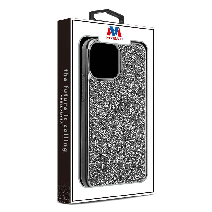 MyBat Encrusted Rhinestones Hybrid Case for Apple iPhone 13 Pro - Electroplated Gun Metal / Iron Gray