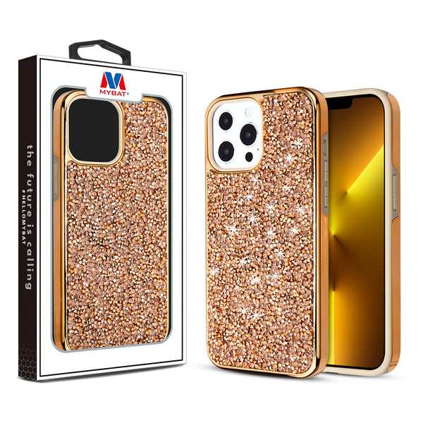 MyBat Encrusted Rhinestones Hybrid Case for Apple iPhone 13 Pro - Electroplated Rose Gold / Rose Gold - MIP13PCSFSSD102-1.jpg