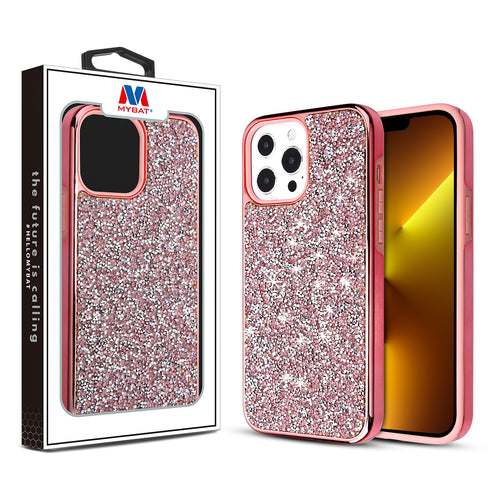 MyBat Encrusted Rhinestones Hybrid Case for Apple iPhone 13 Pro - Electroplated Pink / Pink - MIP13PCSFSSD104-1.jpg