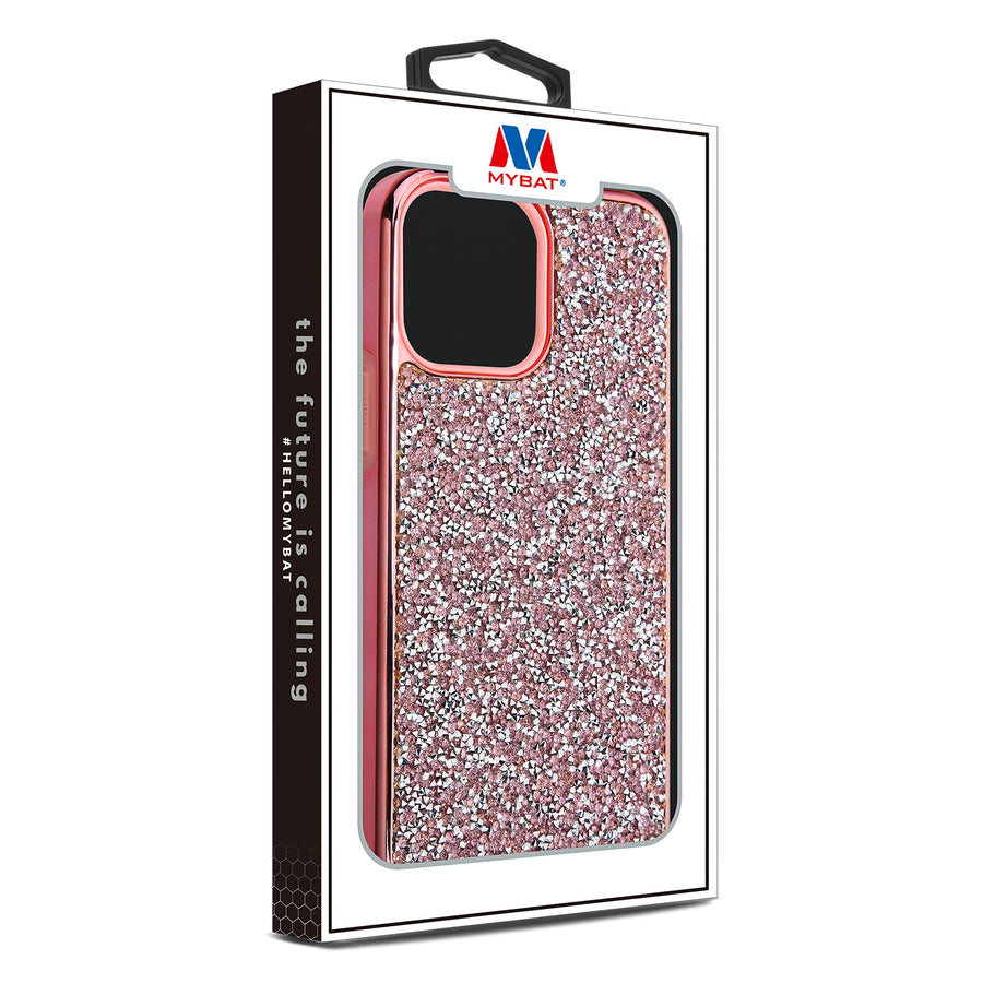 MyBat Encrusted Rhinestones Hybrid Case for Apple iPhone 13 Pro - Electroplated Pink / Pink - MIP13PCSFSSD104-7.jpg