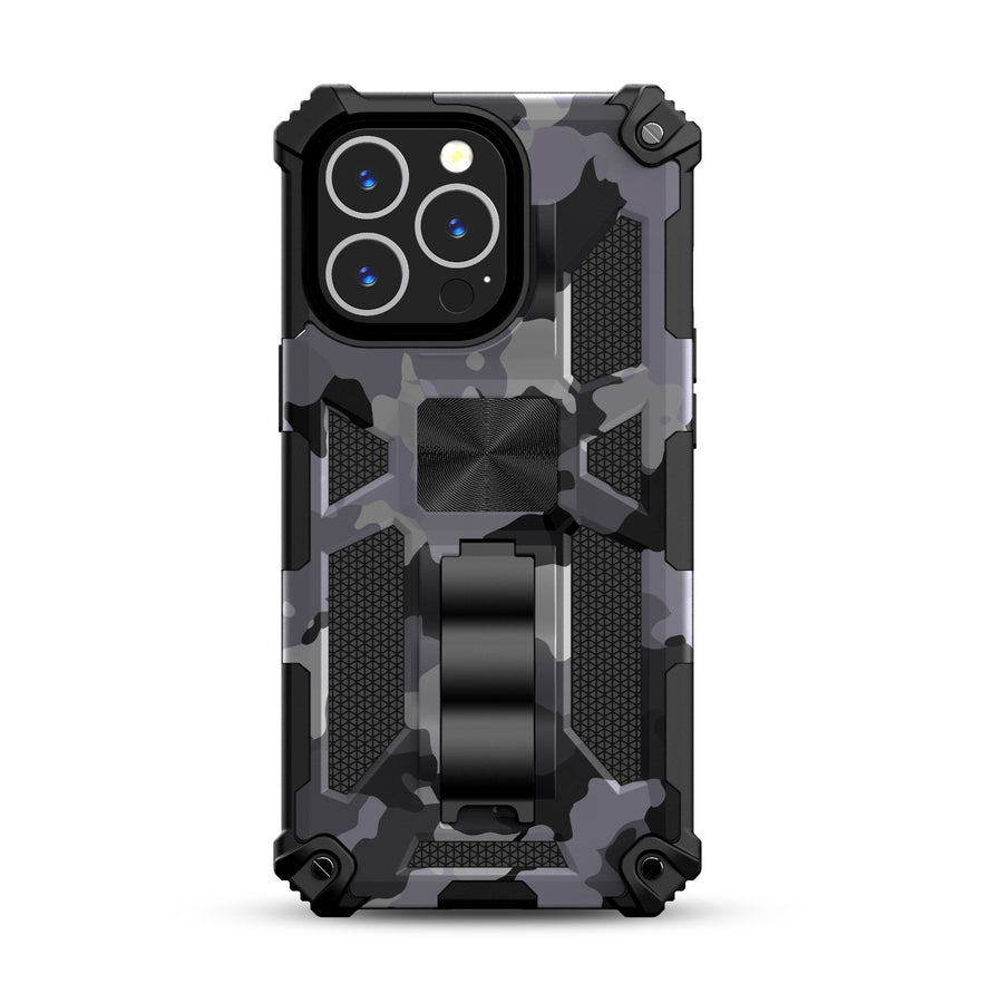MyBat Sturdy Hybrid Protector Cover (with Stand) for Apple iPhone 13 Pro - Gray Camouflage / Black - MIP13PCSFSSM812-3.jpg