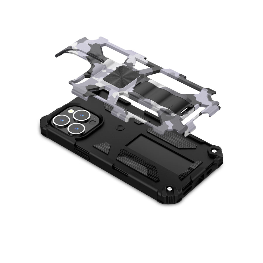 MyBat Sturdy Hybrid Protector Cover (with Stand) for Apple iPhone 13 Pro - Gray Camouflage / Black - MIP13PCSFSSM812-8.jpg