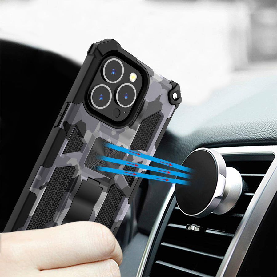 MyBat Sturdy Hybrid Protector Cover (with Stand) for Apple iPhone 13 Pro - Gray Camouflage / Black - MIP13PCSFSSM812-9.jpg