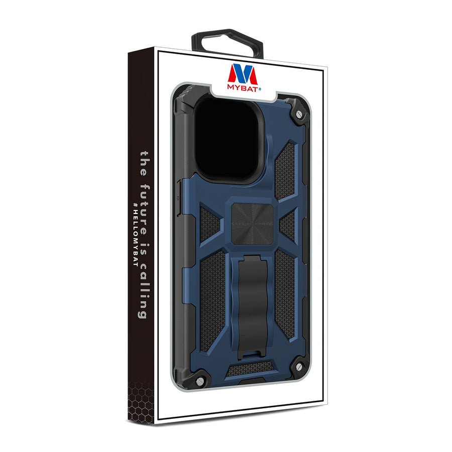 MyBat Sturdy Hybrid Protector Cover (with Stand) for Apple iPhone 13 Pro - Ink Blue / Black - MIP13PCSFSSS002-10.jpg