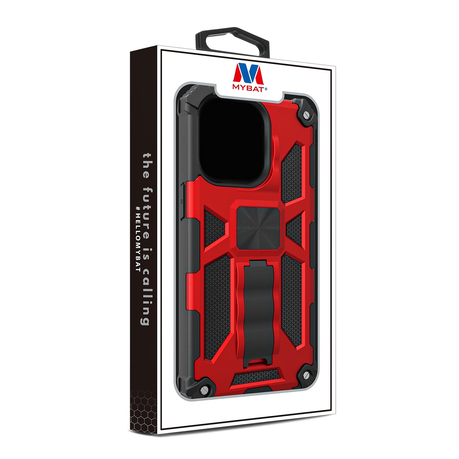 MyBat Sturdy Hybrid Protector Cover (with Stand) for Apple iPhone 13 Pro - Red / Black