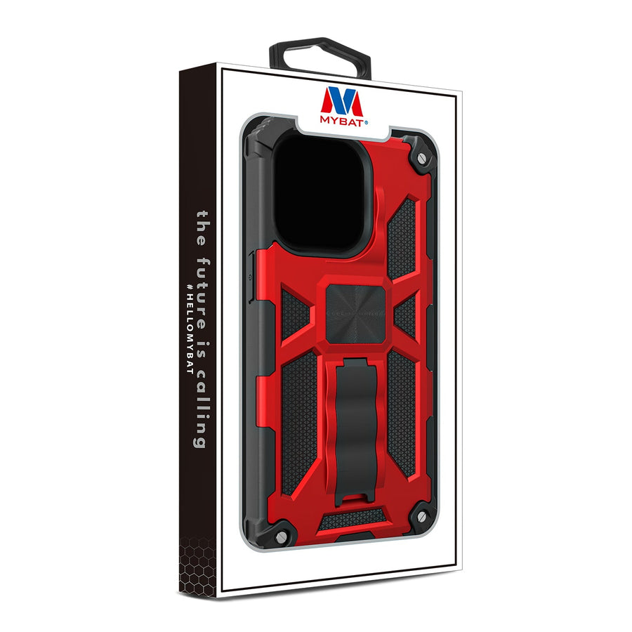 MyBat Sturdy Hybrid Protector Cover (with Stand) for Apple iPhone 13 Pro - Red / Black