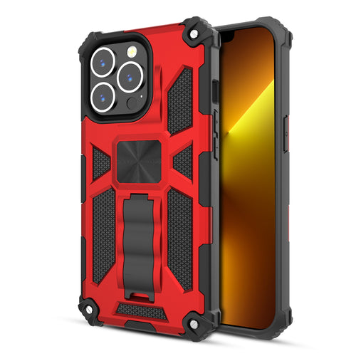 MyBat Sturdy Hybrid Protector Cover (with Stand) for Apple iPhone 13 Pro - Red / Black - MIP13PCSFSSS003-2.jpg