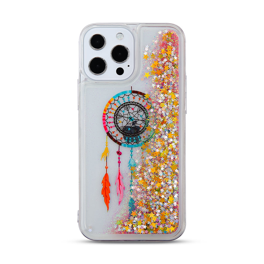 MyBat Quicksand Glitter Hybrid Protector Cover for Apple iPhone 13 Pro - Dreamcatcher & Gold Stars - MIP13PCSGTMM011-3.jpg