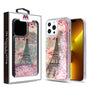 MyBat Quicksand Glitter Hybrid Protector Cover for Apple iPhone 13 Pro - Eiffel Tower & Pink Hearts