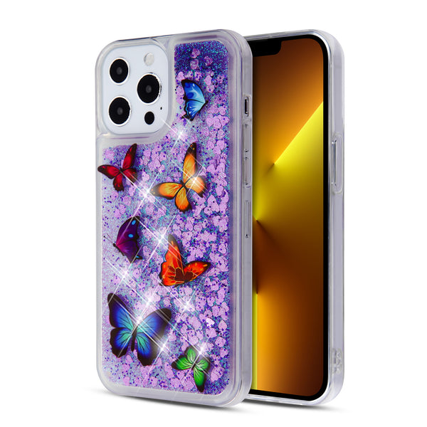 MyBat Glitter Hybrid Protector Cover for Apple iPhone 13 Pro - Butterfly Dancing & Purple Quicksand (Hearts) - MIP13PCSGTMM029-2.jpg