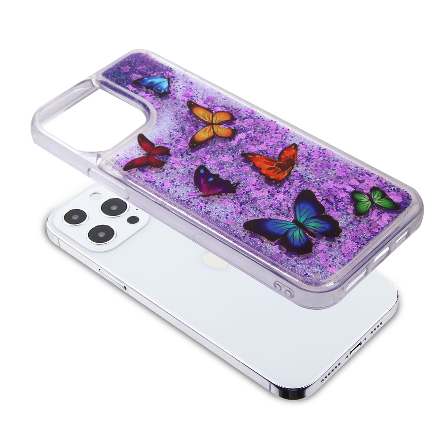 MyBat Glitter Hybrid Protector Cover for Apple iPhone 13 Pro - Butterfly Dancing & Purple Quicksand (Hearts) - MIP13PCSGTMM029-7.jpg