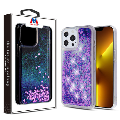 MyBat Quicksand Glitter Hybrid Protector Cover for Apple iPhone 13 Pro - Hearts & Purple - MIP13PCSGTMS041-1.jpg
