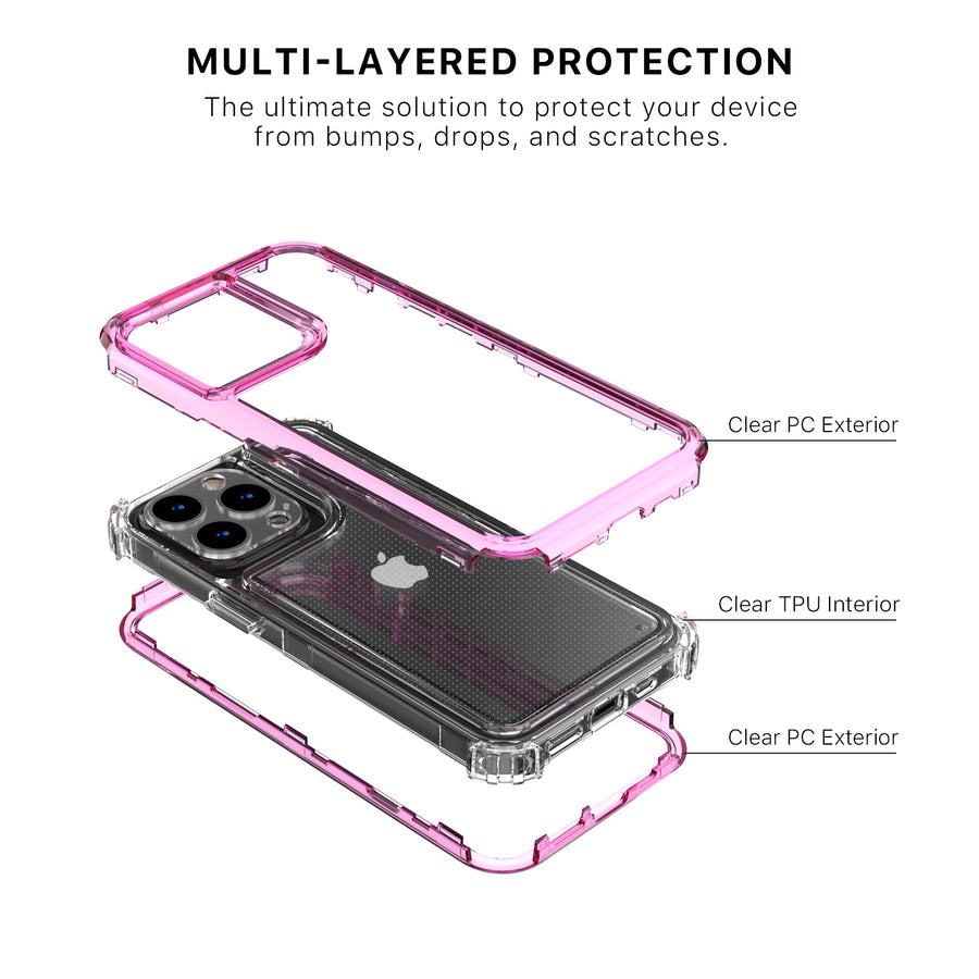 MyBat Hybrid Protector Cover for Apple iPhone 13 Pro - Transparent Pink / Transparent Clear - MIP13PCSSASS773-7.jpg