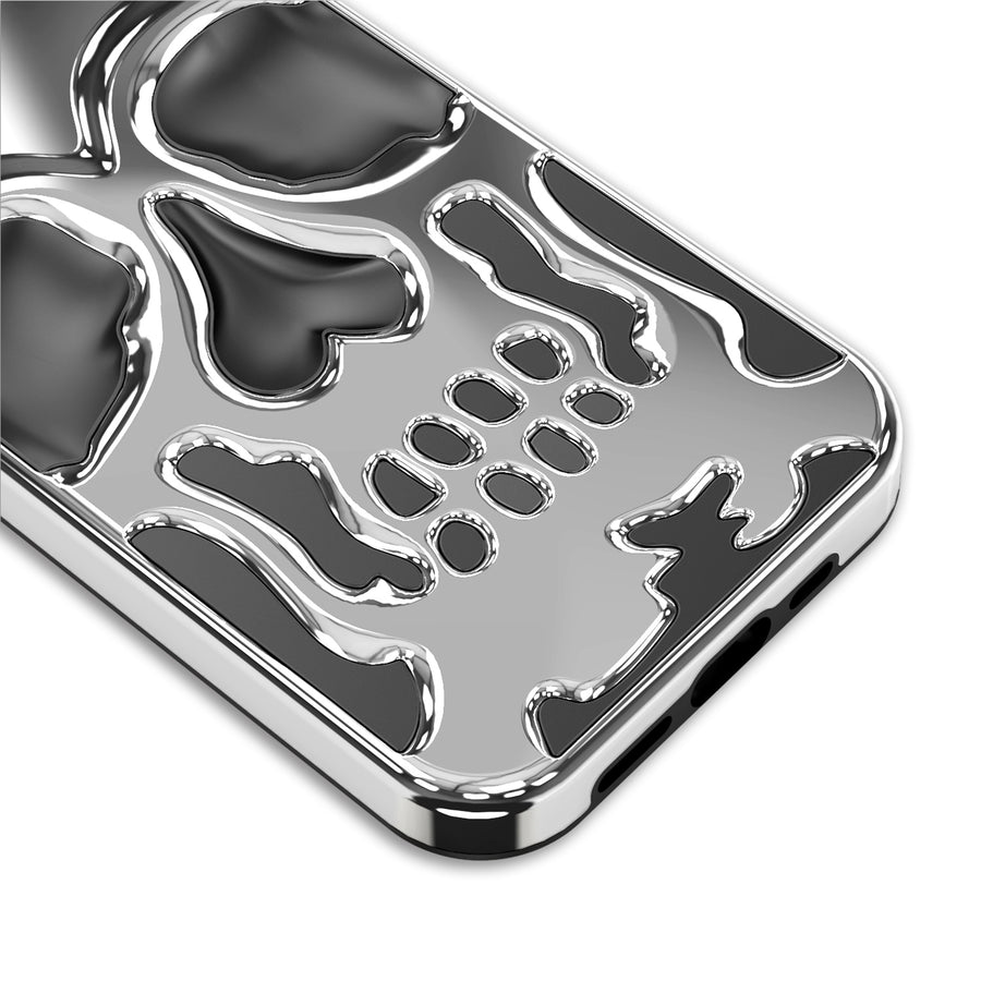MyBat Skullcap Hybrid Protector Cover for Apple iPhone 13 Pro - Silver Plating / Black - MIP13PCSSLCC101-7.jpg