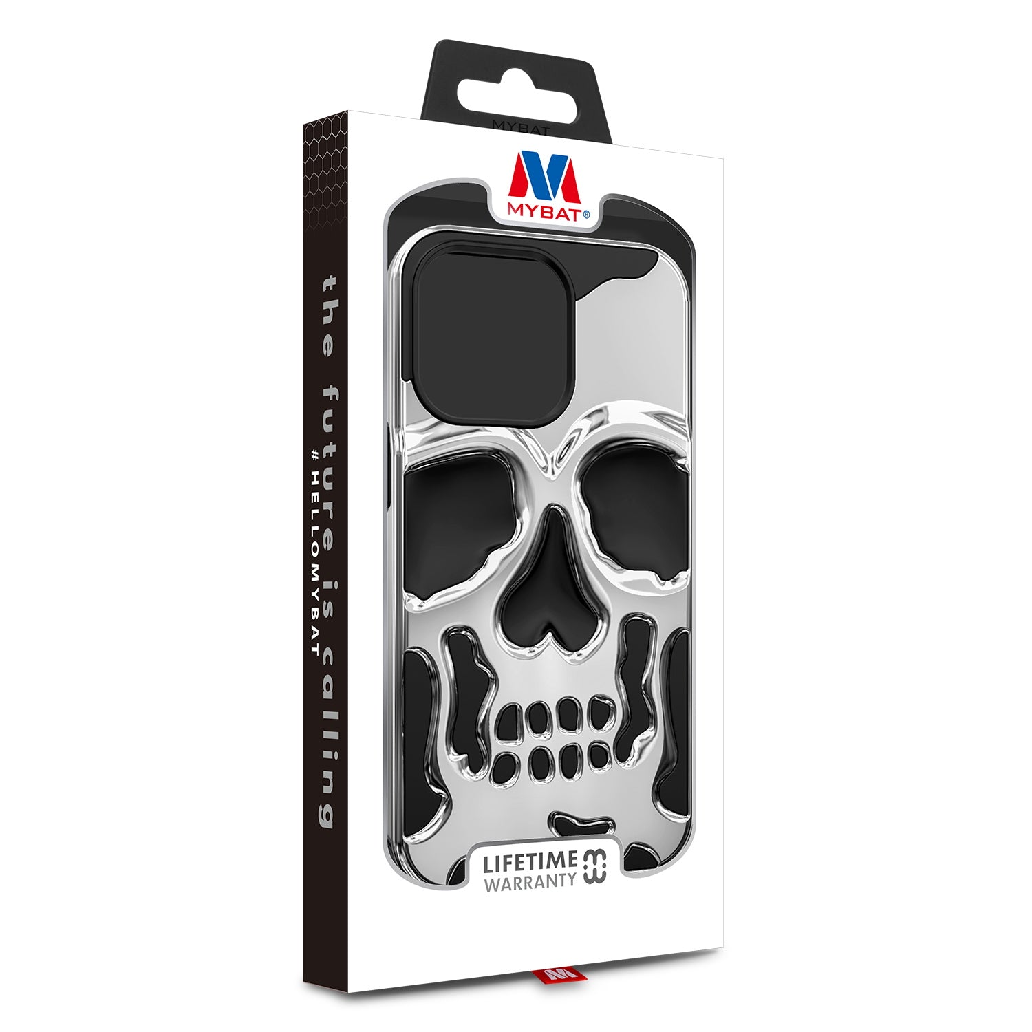 MyBat Skullcap Hybrid Protector Cover for Apple iPhone 13 Pro - Silver Plating / Black