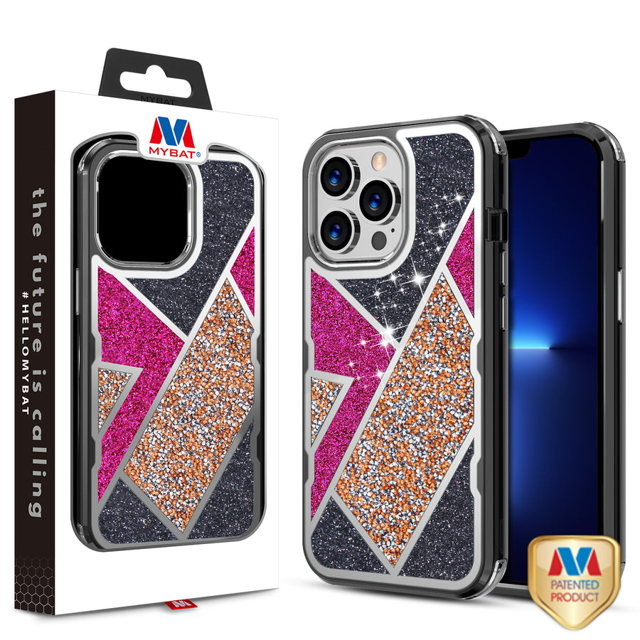 MyBat TUFF Kleer Hybrid Case for Apple iPhone 13 Pro Max - Electroplated Black / Transparent Clear Mini Crystals & Glitter - MIP13PMCSE4TD221-1.jpg