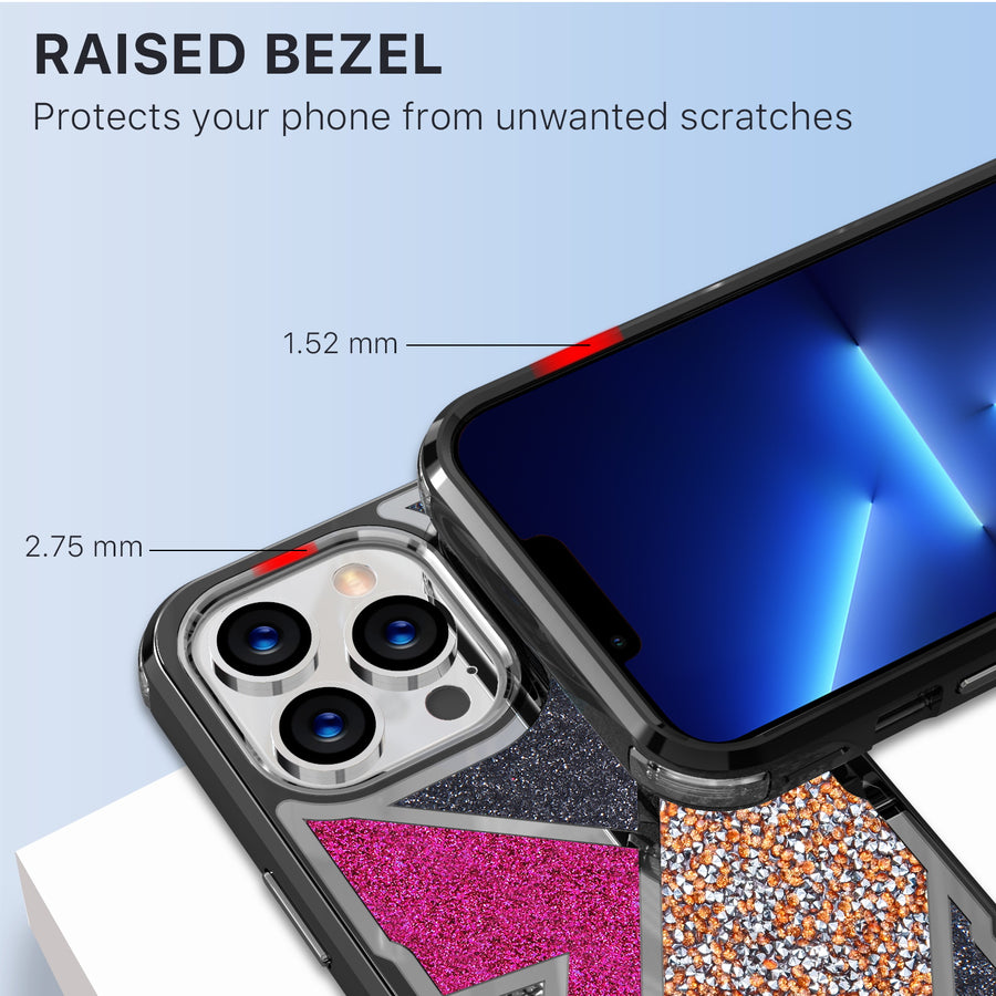 MyBat TUFF Kleer Hybrid Case for Apple iPhone 13 Pro Max - Electroplated Black / Transparent Clear Mini Crystals & Glitter - MIP13PMCSE4TD221-6.jpg