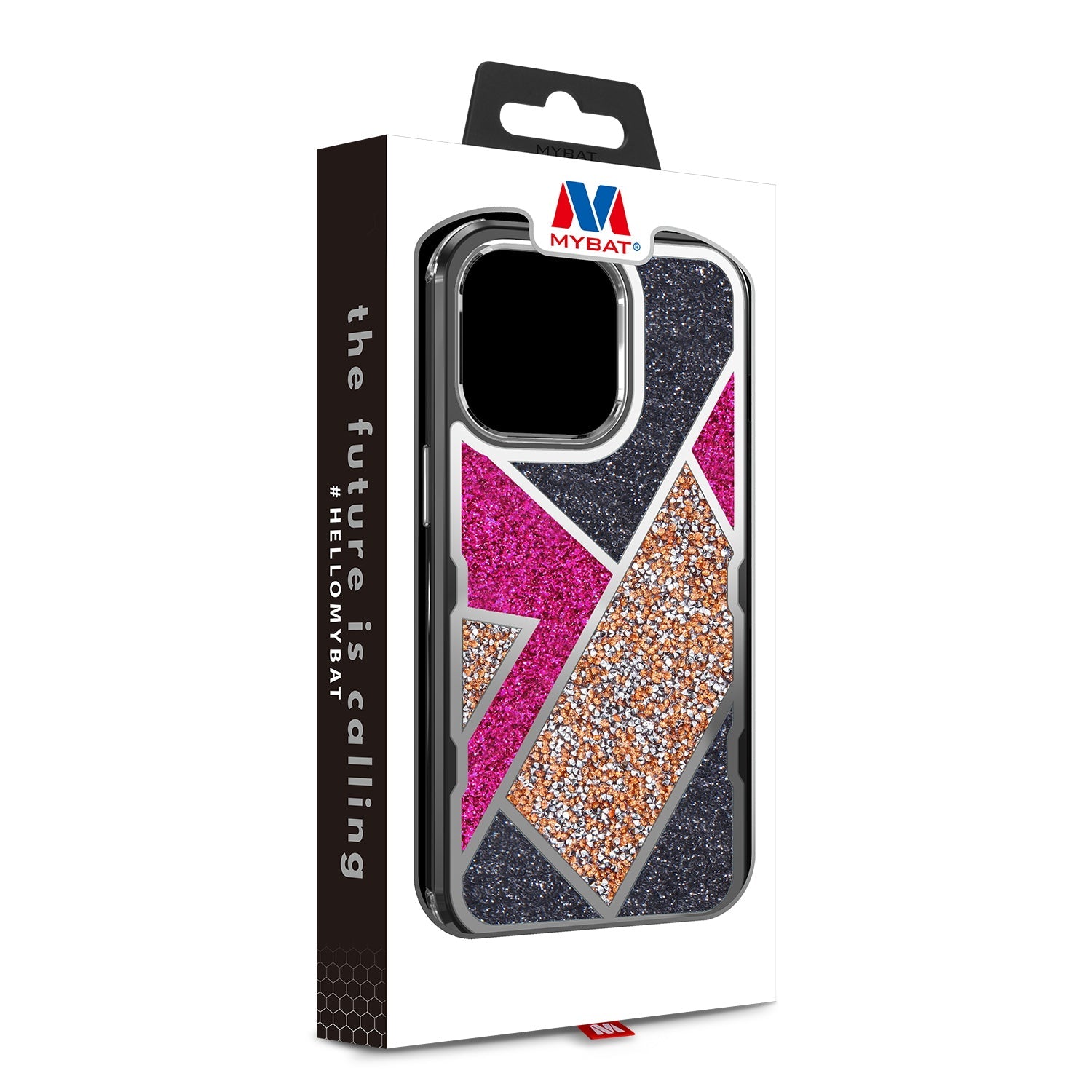 MyBat TUFF Kleer Hybrid Case for Apple iPhone 13 Pro Max - Electroplated Black / Transparent Clear Mini Crystals & Glitter