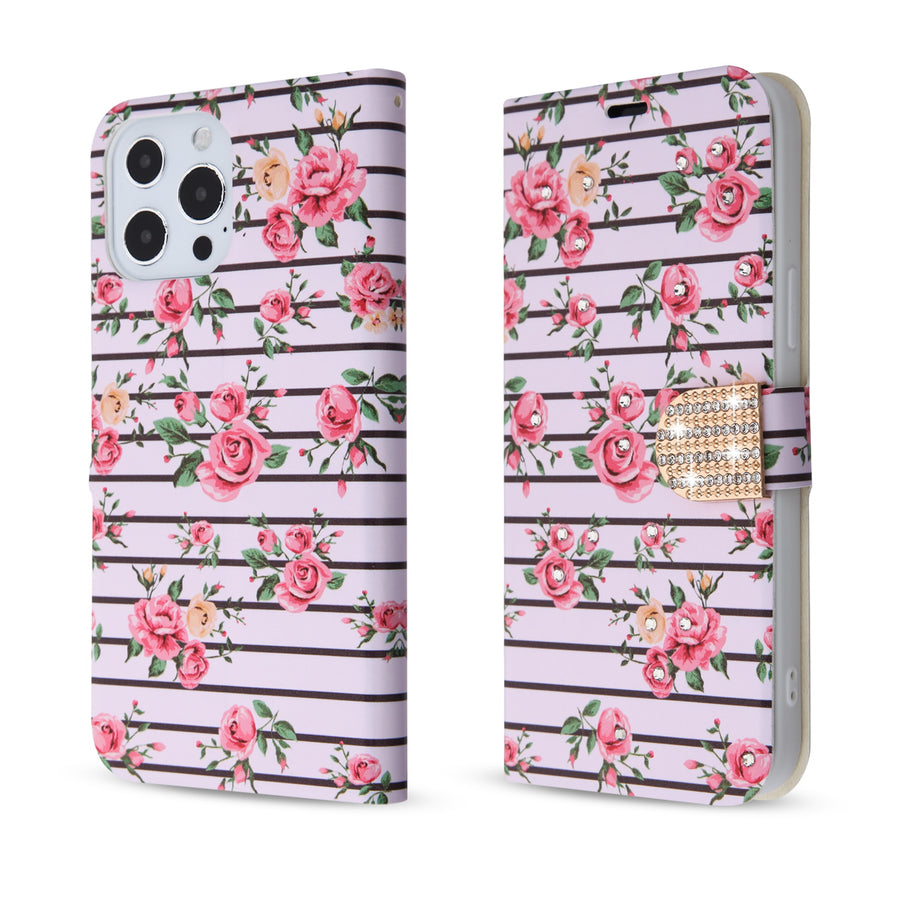 MyBat MyJacket Wallet Diamond Series for Apple iPhone 13 Pro Max - Pink Fresh Roses - MIP13PMPCMJD105-6.jpg