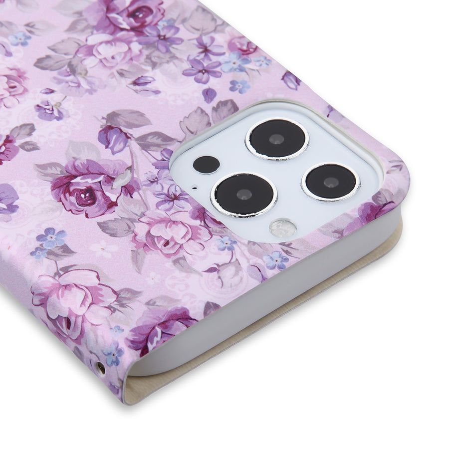 MyBat MyJacket Wallet Diamond Series for Apple iPhone 13 Pro - Fresh Purple Flowers - MIP13PPCMJD103-5.jpg