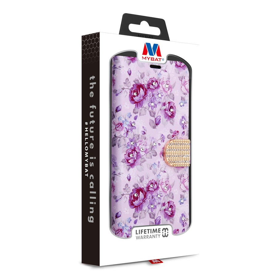MyBat MyJacket Wallet Diamond Series for Apple iPhone 13 Pro - Fresh Purple Flowers - MIP13PPCMJD103-7.jpg