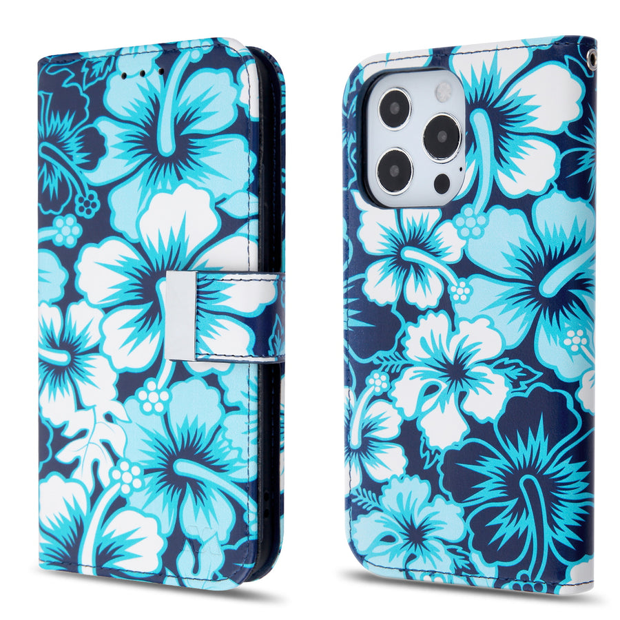 MyBat MyJacket Wallet Xtra Series with RFID Blocking for Apple iPhone 13 Pro - Blue Hibiscus - MIP13PPCMJG092-7.jpg