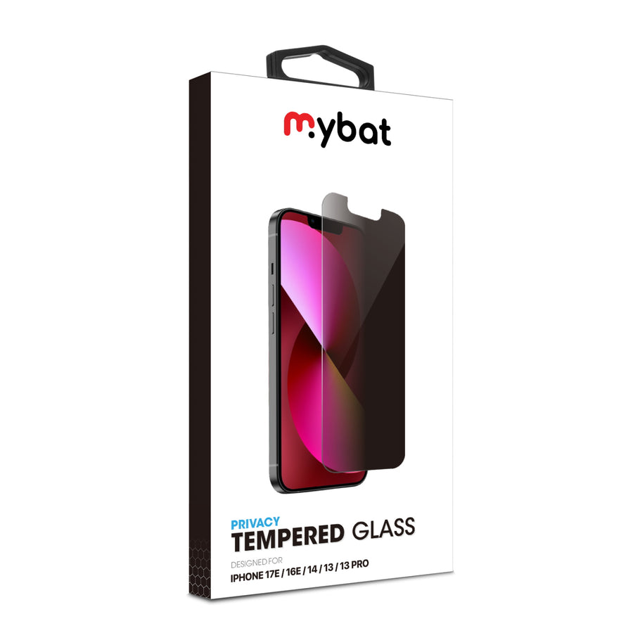 MyBat Privacy Tempered Glass Screen Protector (2.5D) for Apple iPhone 17e / 16e / 14 / 13 Pro / 13 - Black - MIP13PSC67-10.JPG